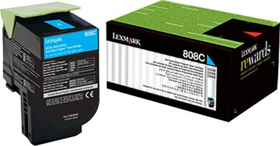 Genuine Lexmark 808C 80C80C0 Cyan Toner Cartridge 1K Print Yield