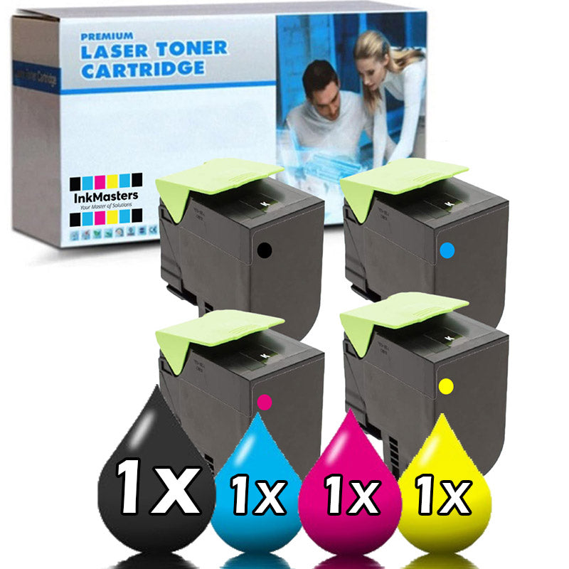 Compatible 4 Pack Lexmark MC2425adw High capacity toner cartridges [1BK, 1C, 1M, 1Y]