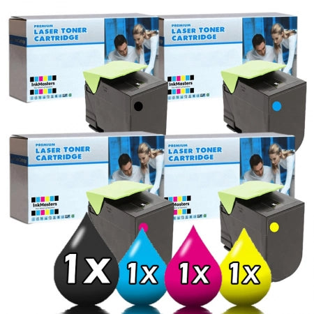 4 Pack Lexmark Toner Cartridges [1BK, 1C, 1M, 1Y] Compatible