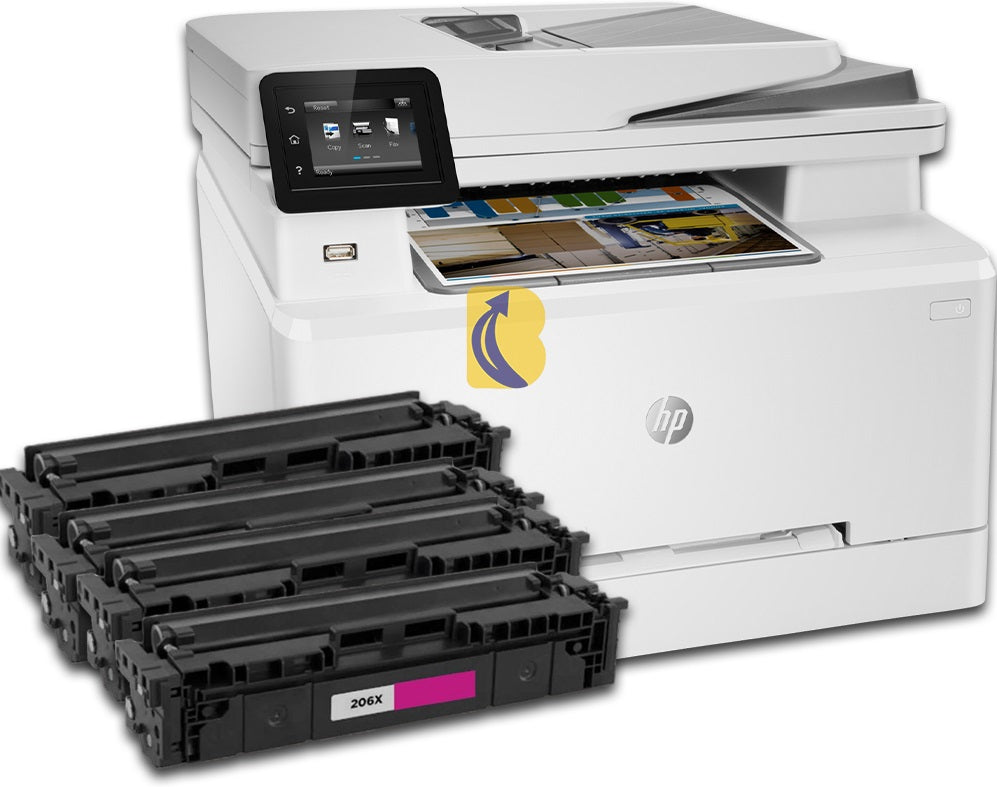 HP M283fdn Color LaserJet Pro Multifunction Printer + Compatible Toners Bundle
