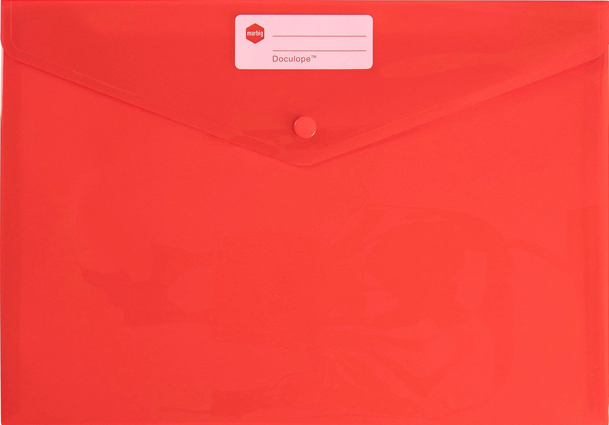 Marbig A4 Document Wallet with Button - Red