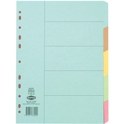 Marbig Dividers A4 Manilla 5 Tab Coloured Paste