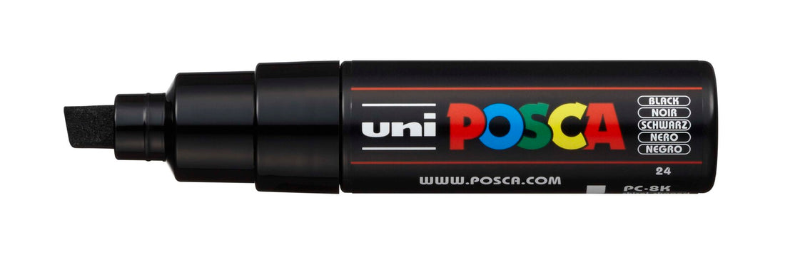 MARKER UNI POSCA PC8K CHISEL TIP BLACK
