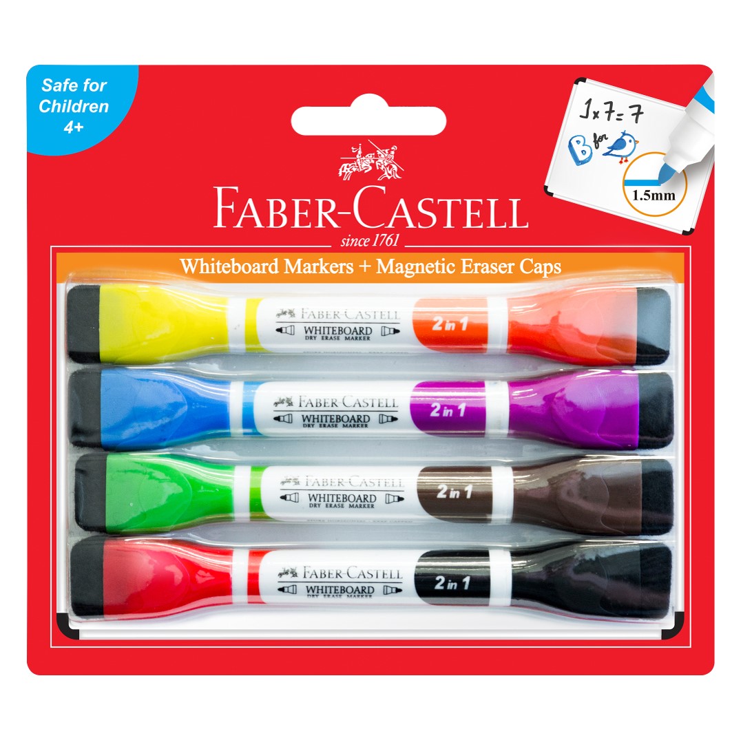MARKER FABER-CASTELL MAGNETIC WHITEBOARD + ERASER CAP 8 COLOURS CARD4
