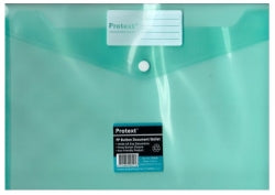 DOCUMENT WALLET PROTEXT A4 PP BUTTON CLOSURE GREEN