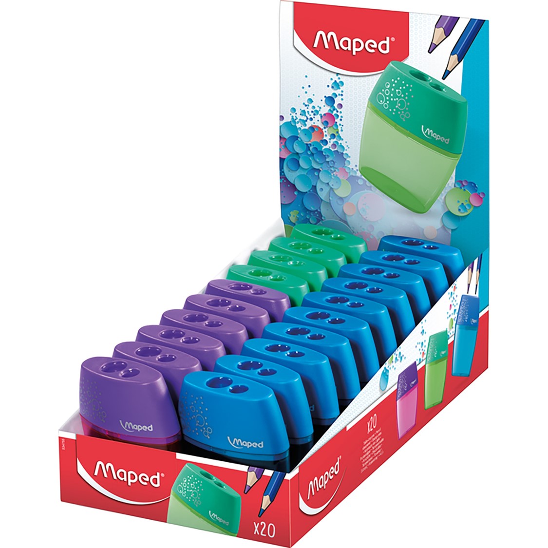 SHARPENER MAPED SHAKER DOUBLE BARREL ASST COL