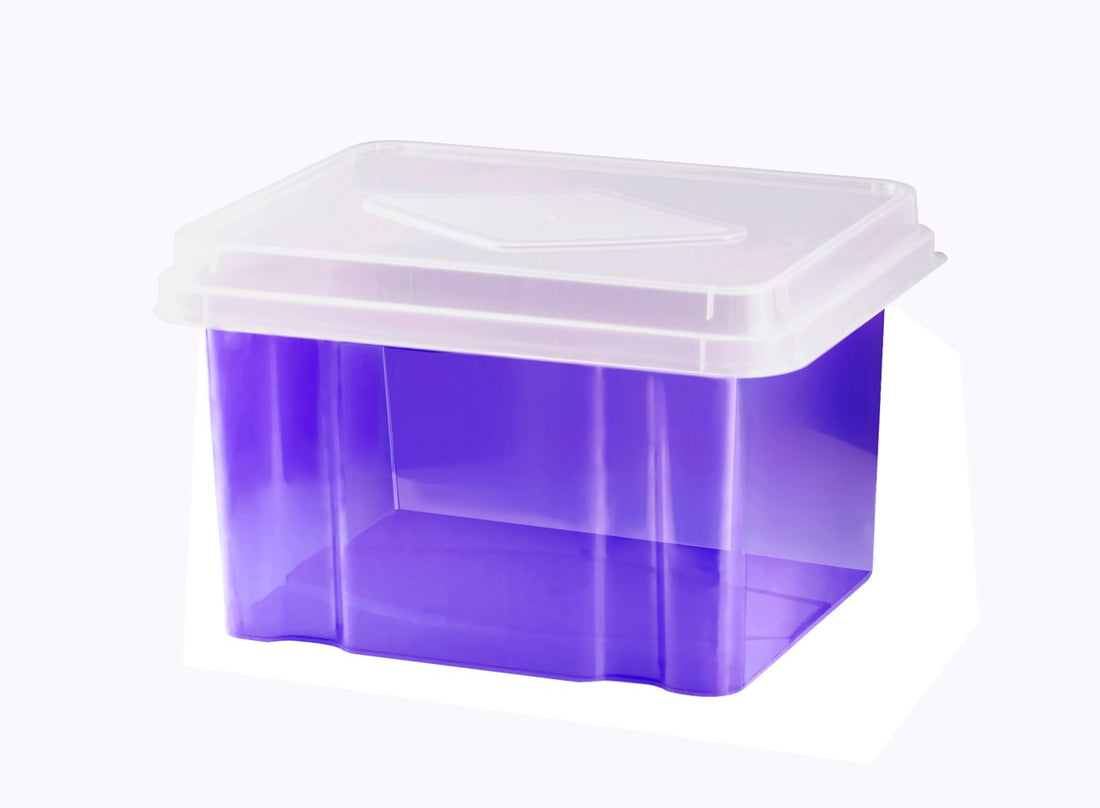 STORAGE BOX ITALPLAST 32L TINTED PURPLE BASE/CLEAR LID