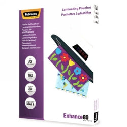 SP- LAMINATING POUCHES FELLOWES A3 80 MICRON MATTE PK100