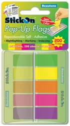 STICK ON FLAGS B/TONE POP-UP 45X12 200 SHT 5 ASST PAD