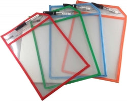 ERASEABLE SLEEVE OSMER A4 WRITE N WIPE ASST WITH BLK MARKER