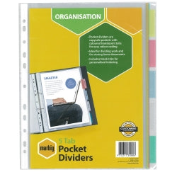 INDICES & DIVIDERS MARBIG A4 5 TAB PP CLEAR POCKET
