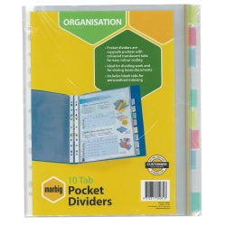 INDICES & DIVIDERS MARBIG A4 10 TAB PP CLEAR POCKET