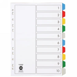 DIVIDERS MARBIG A4 PP 10 TAB MULTI COLOUR