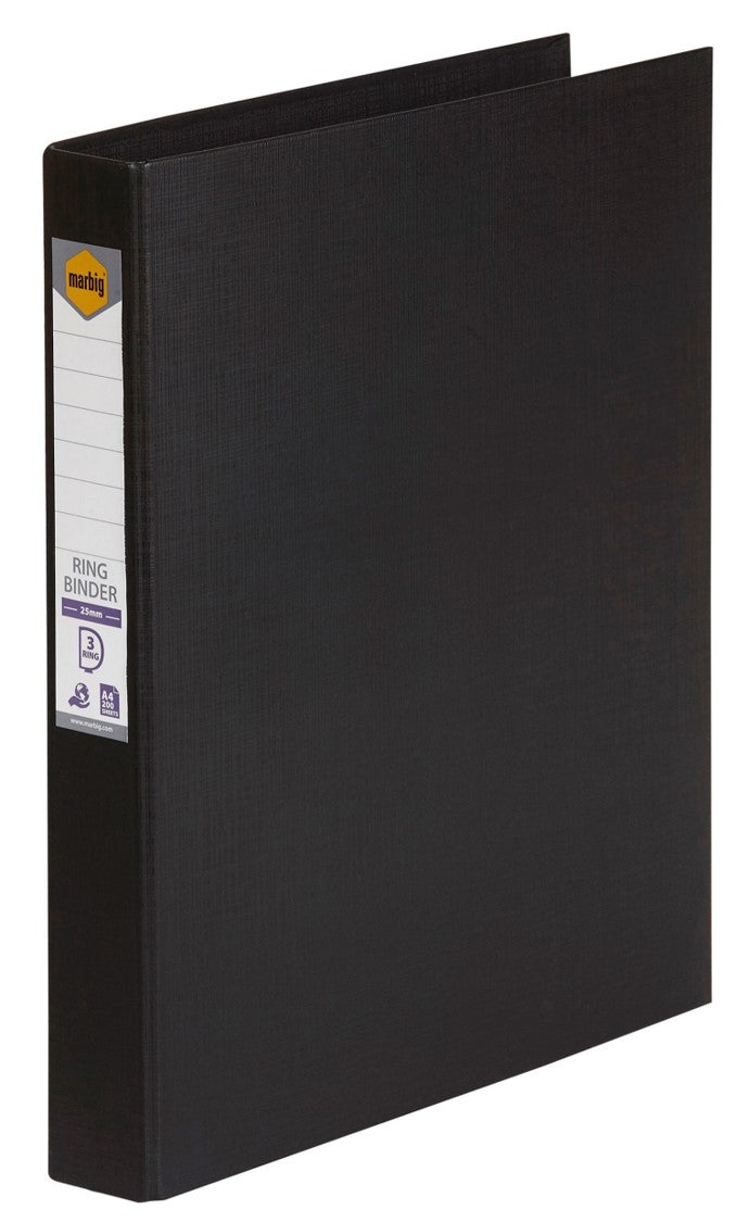 BINDER MARBIG A4 PE 3 D-RING 25MM BLACK