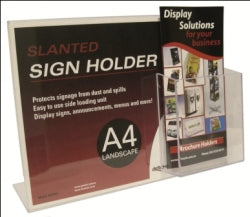 SP- SIGN HOLDER DEFLECT-O A4 L/SCAPE W/DL BROCHURE POCKET