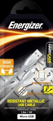 SP- CABLE ENERGIZER 1.2M MICRO USB ALU-STEEL BOX SILVER