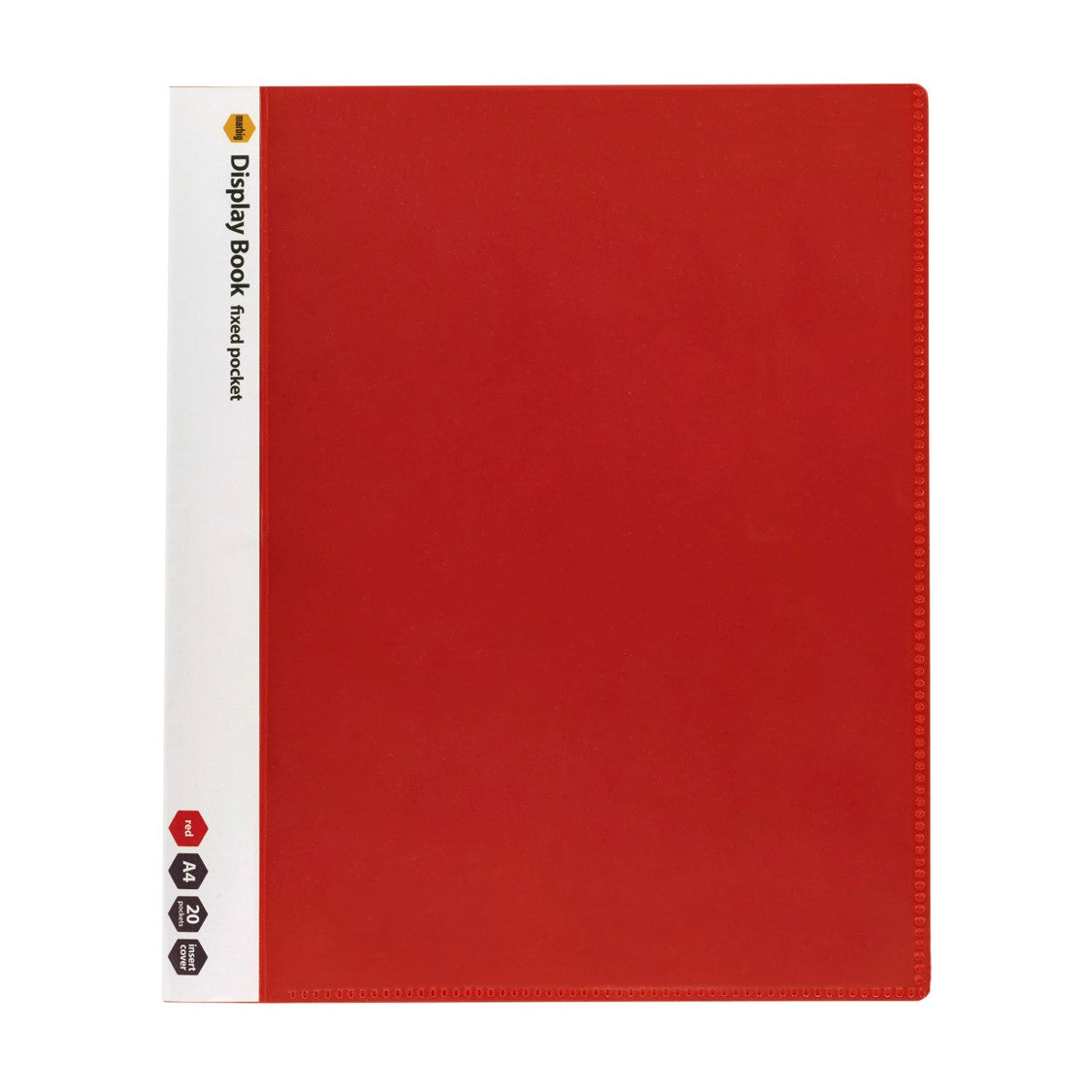 DISPLAY BOOK MARBIG A4 INSERT COVER NON-REFILLABLE RED 20P