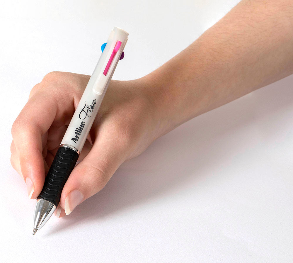PEN ARTLINE BP FLOW 1.0MM 4 COLOUR RETRACT WHITE