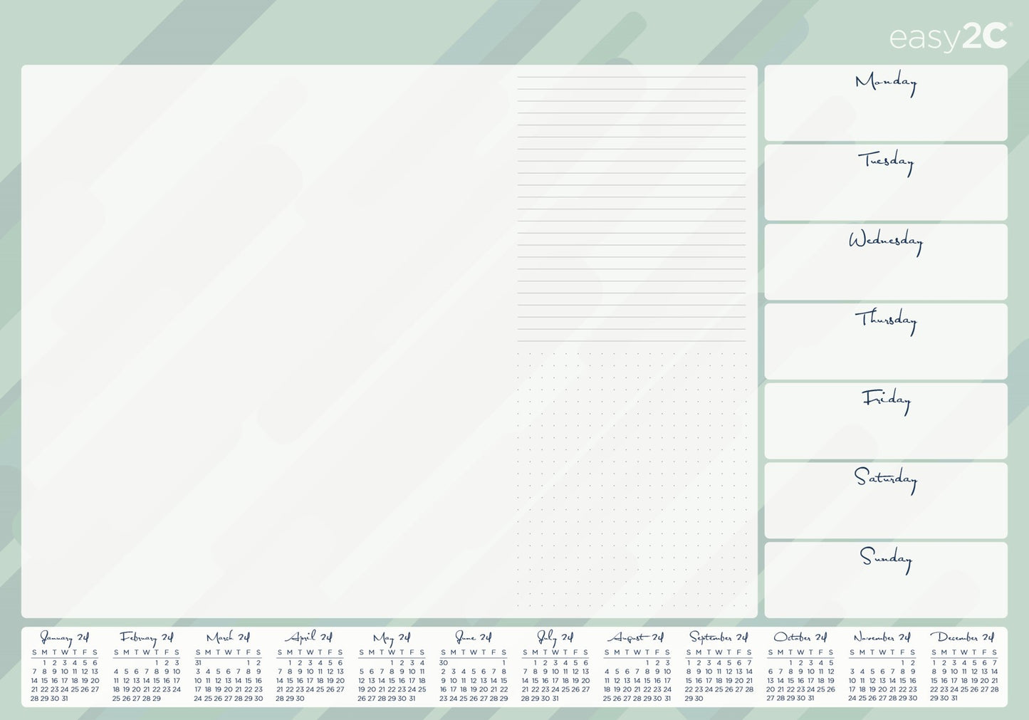 DESK PAD EASY-2C 600X420MM WTV WITH CALENDAR
