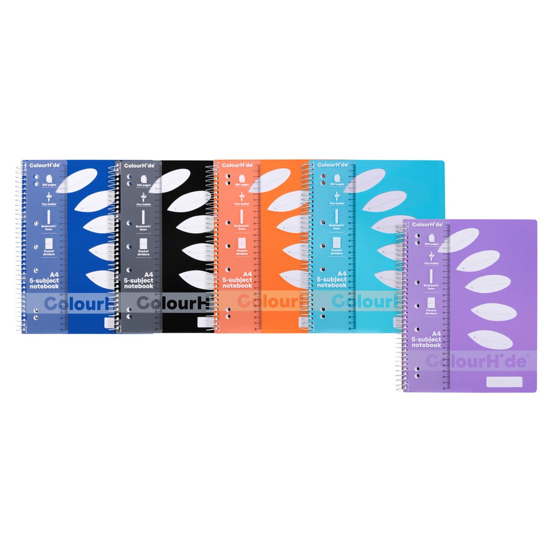 NOTEBOOK COLOURHIDE A4 5SUBJECT ASTD 250PGPG