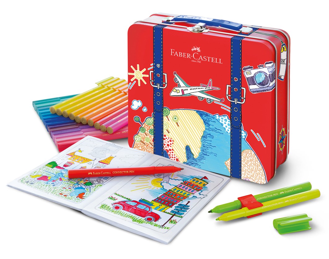 MARKERS FABER-CASTELL CONNECTOR PEN TRAVEL SUITCASE ASSTD TIN40