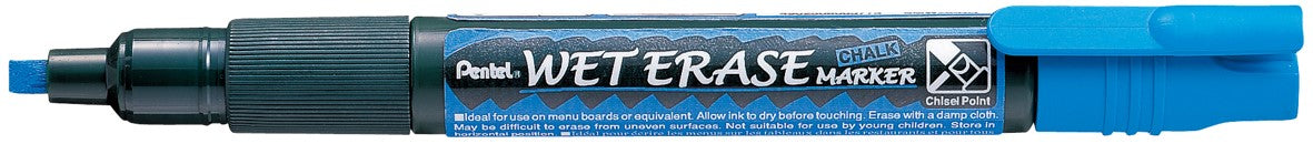 MARKER PENTEL 3.0MM LIQUID CHALK WET ERASE REVERSIBLE NIB BLUE