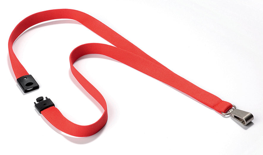 SP- LANYARD DURABLE TEXTILE EXTRA WIDE METAL HOOK RED PK10