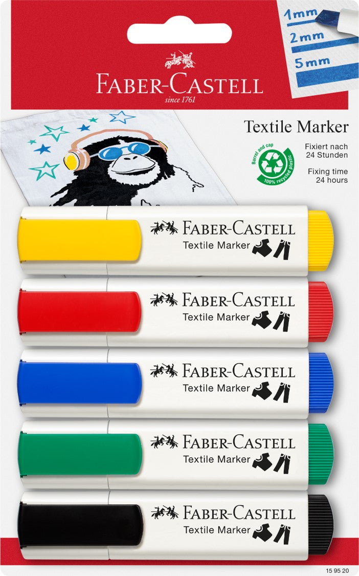MARKER FABER CASTELL TEXTILE SET OF 5 COLOUR