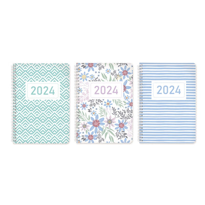 DIARY 2024 CUMBERLAND A7 105X74MM ASPEN SPIRAL WTV ASSORTED