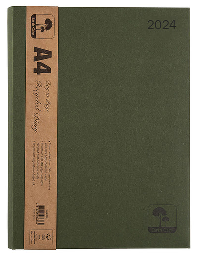 DIARY 2024 CUMBERLAND A4 EARTHCARE RECYCLED 1DTP GREEN