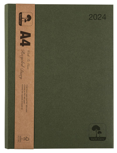 DIARY 2024 CUMBERLAND A4 EARTHCARE RECYCLED WTV  GREEN