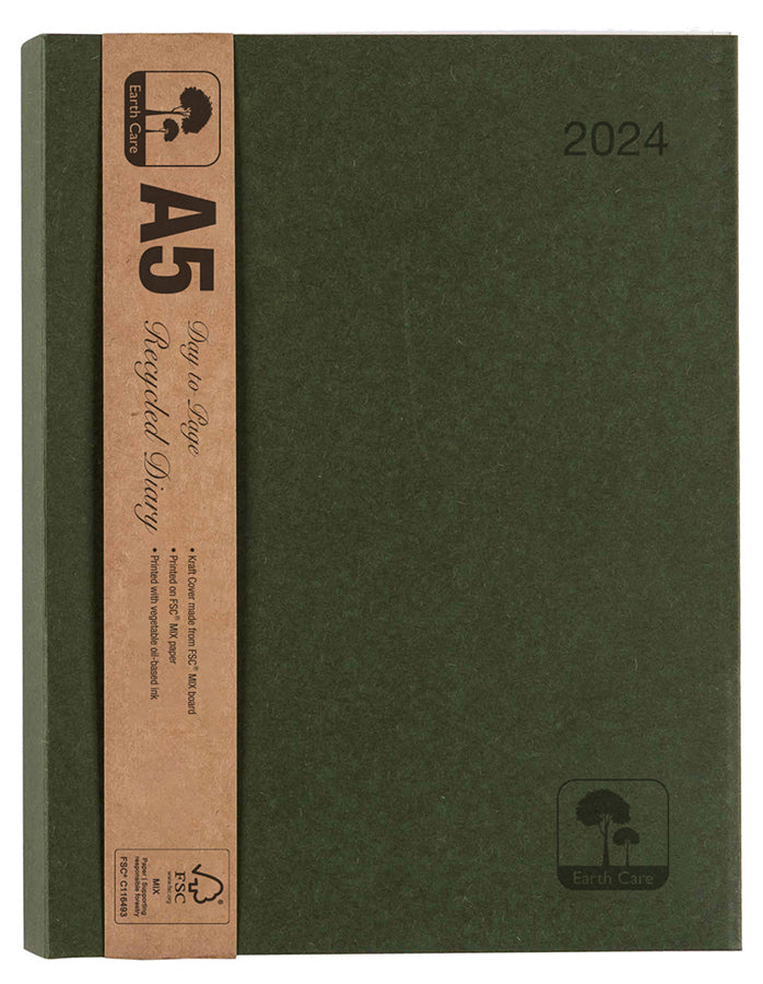 DIARY 2024 CUMBERLAND A5 EARTHCARE RECYCLED 1DTP GREEN