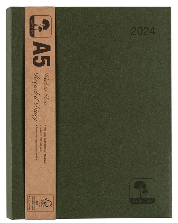 DIARY 2024 CUMBERLAND A5 EARTHCARE RECYCLED WTV  GREEN