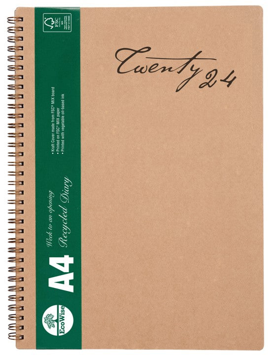 DIARY 2024 CUMBERLAND A4 ECOWISE RECYCLED KRAFT WTV