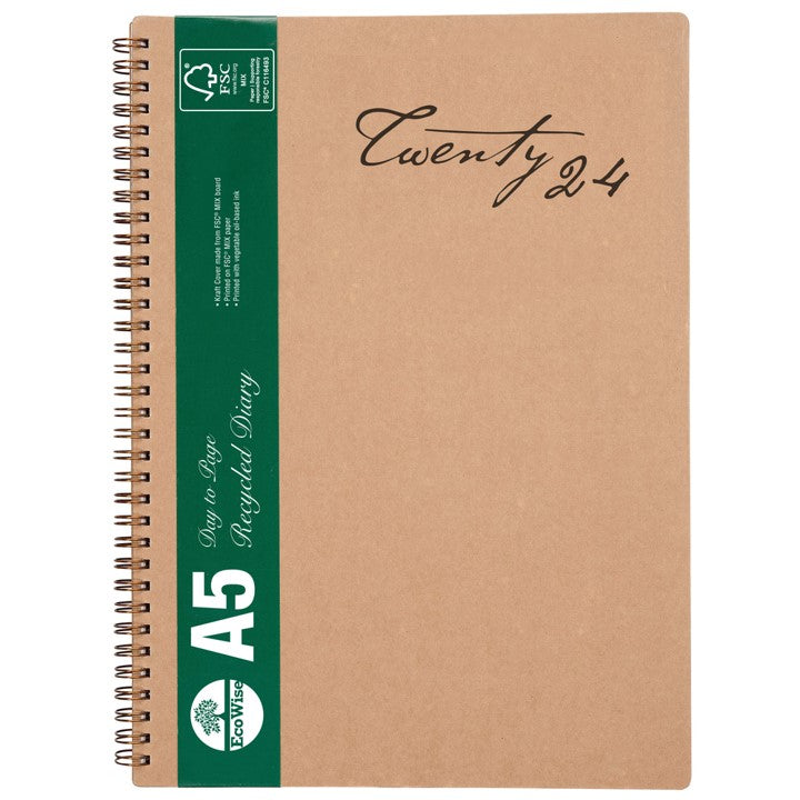 DIARY 2024 CUMBERLAND A5 ECOWISE RECYCLED KRAFT 1DTP