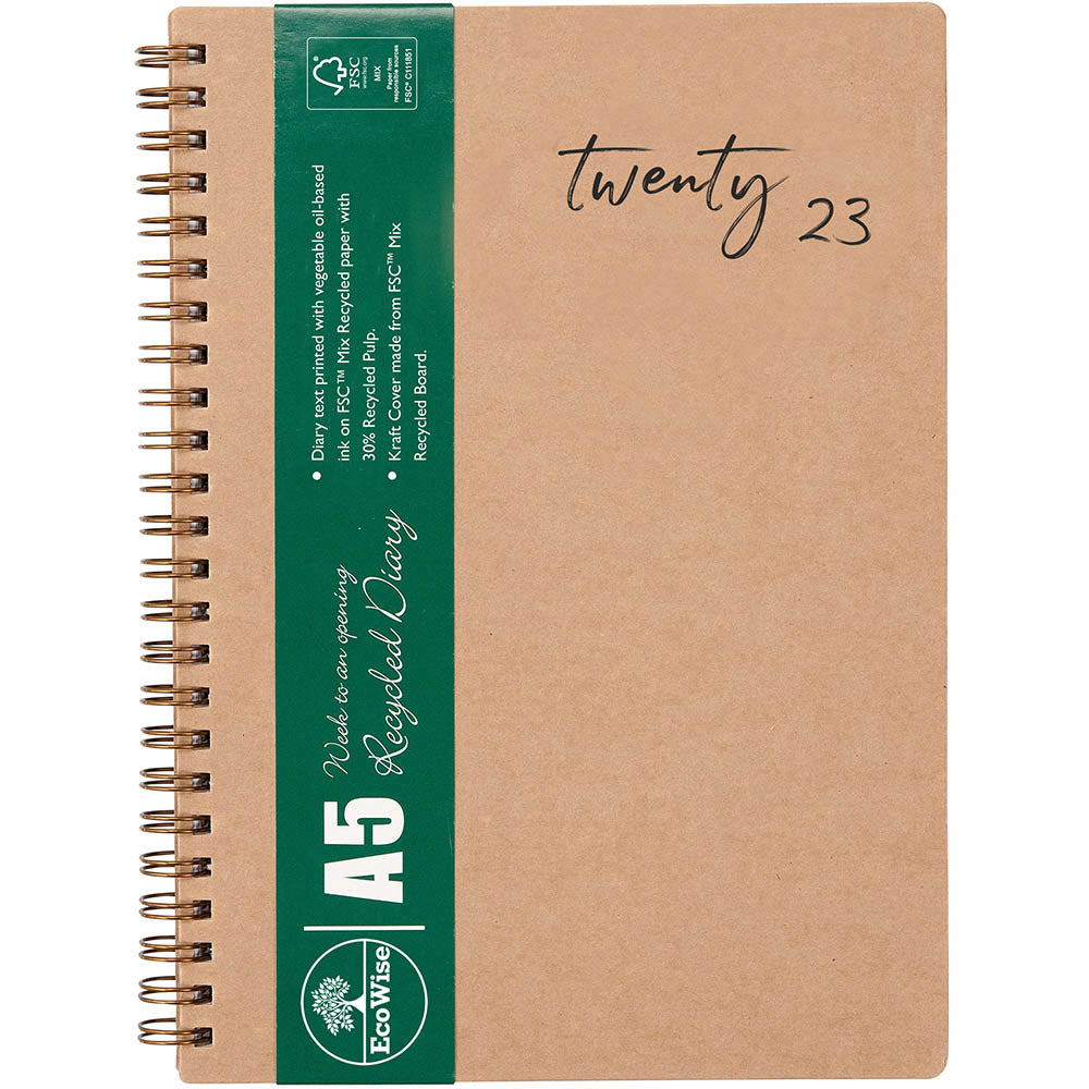 DIARY 2024 CUMBERLAND A5 ECOWISE RECYCLED KRAFT WTV