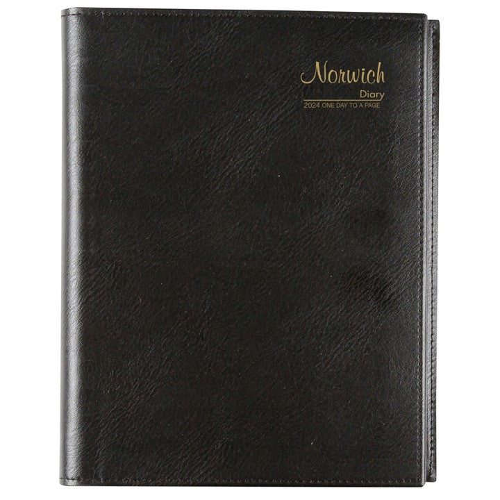 DIARY 2024 CUMBERLAND A4 NORWICH PVC SPIRAL 1DTP BLACK