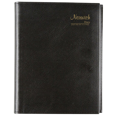 DIARY 2024 CUMBERLAND A4 NORWICH PVC SPIRAL 1DTP BLACK