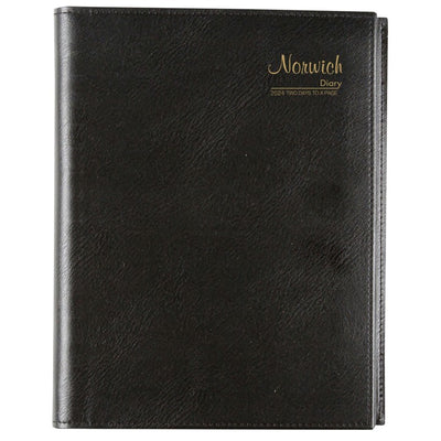 DIARY 2024 CUMBERLAND A4 NORWICH PVC SPIRAL 2DTP BLACK