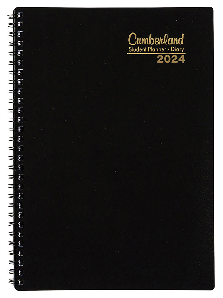 DIARY 2024 CUMBERLAND B5 176X250MM STUDENT PP WTV BLACK