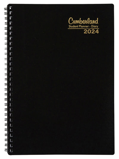 DIARY 2024 CUMBERLAND B5 176X250MM STUDENT PP WTV BLACK