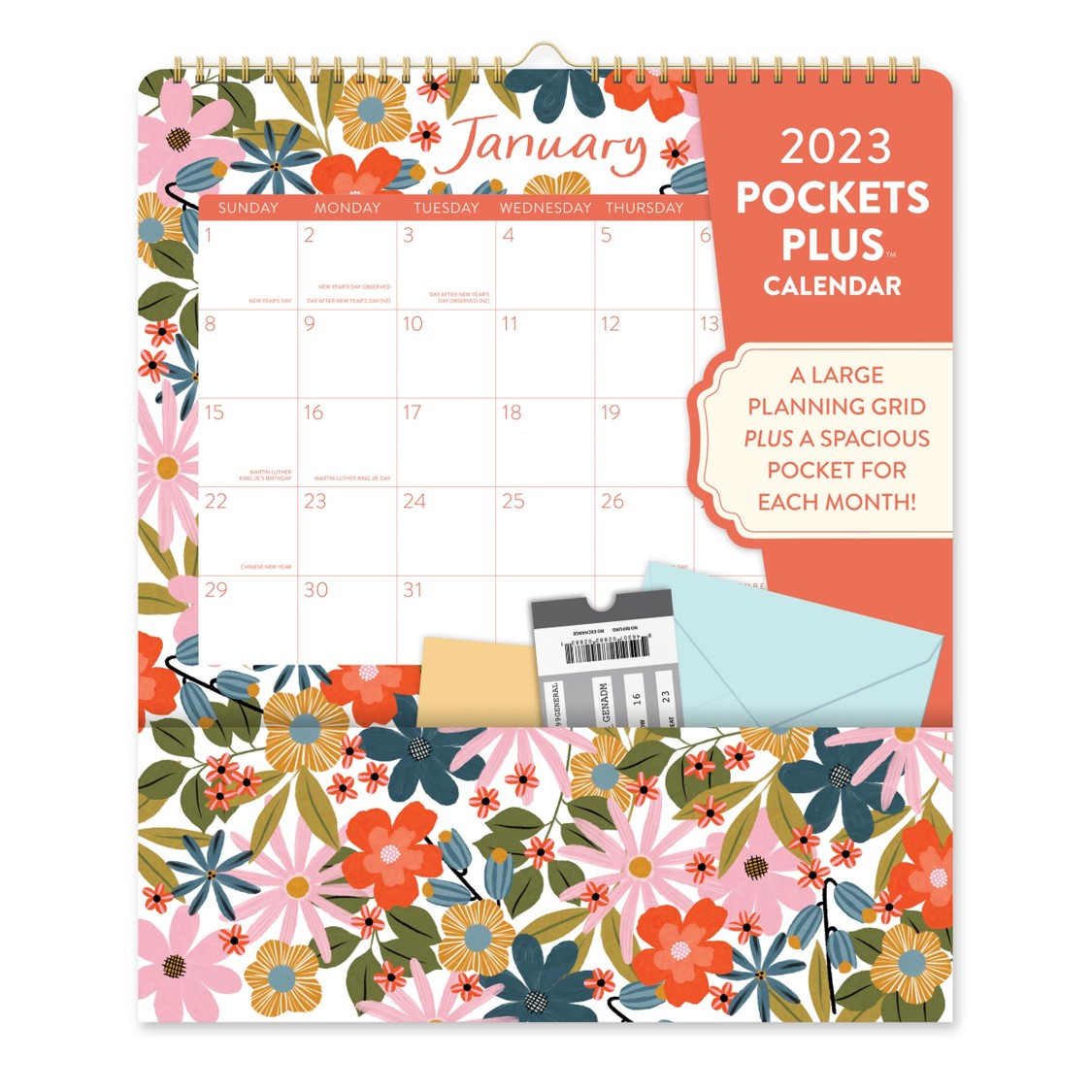 PLANNER 2023 ORANGE CIRCLE 300X350MM SECRET GARDEN POCKETS PLU