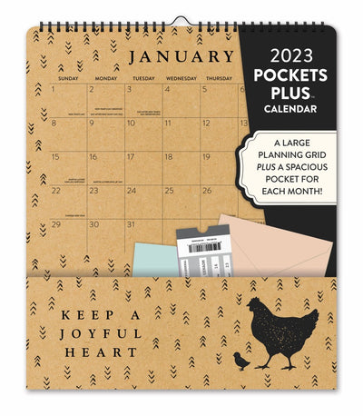 PLANNER 2023 ORANGE CIRCLE 300X350MM KRAFT FARMHOUSE POCKETS PLU