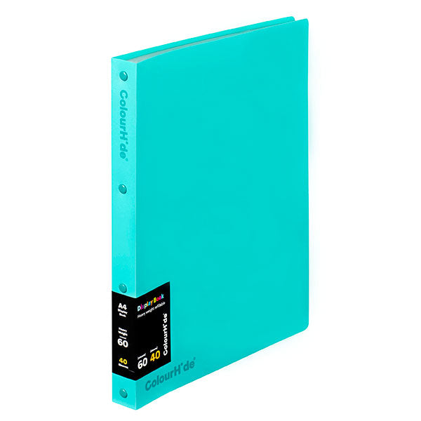 DISPLAY BOOK COLOURHIDE A4 REFILLABLE AQUA