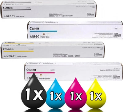 Pack of 4 Genuine Canon TG71 GPR55 NPG71 Toner Combo [1BK,1C,1M,1Y]