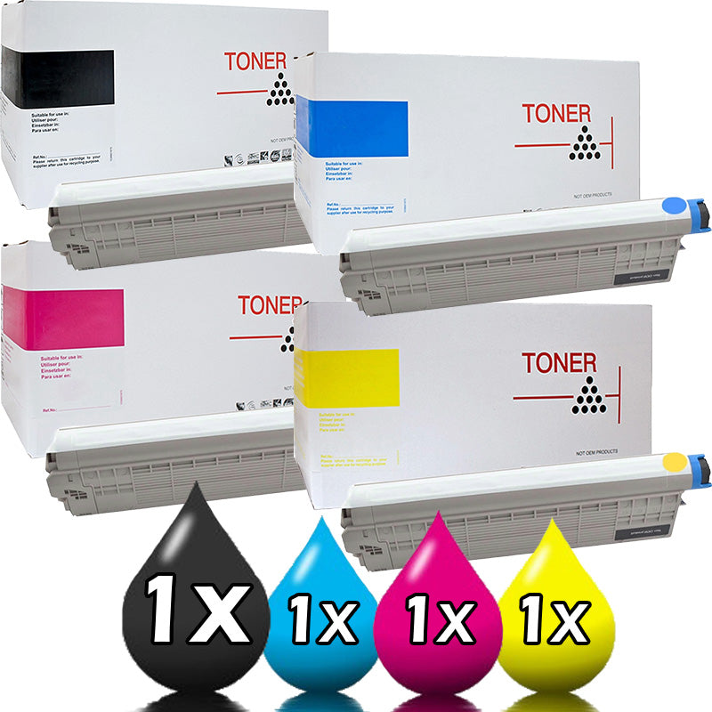 4 Pack White Box OKI ES7470 ES7480 Toner Cartridge Value Pack [1BK, 1C, 1M, Y]
