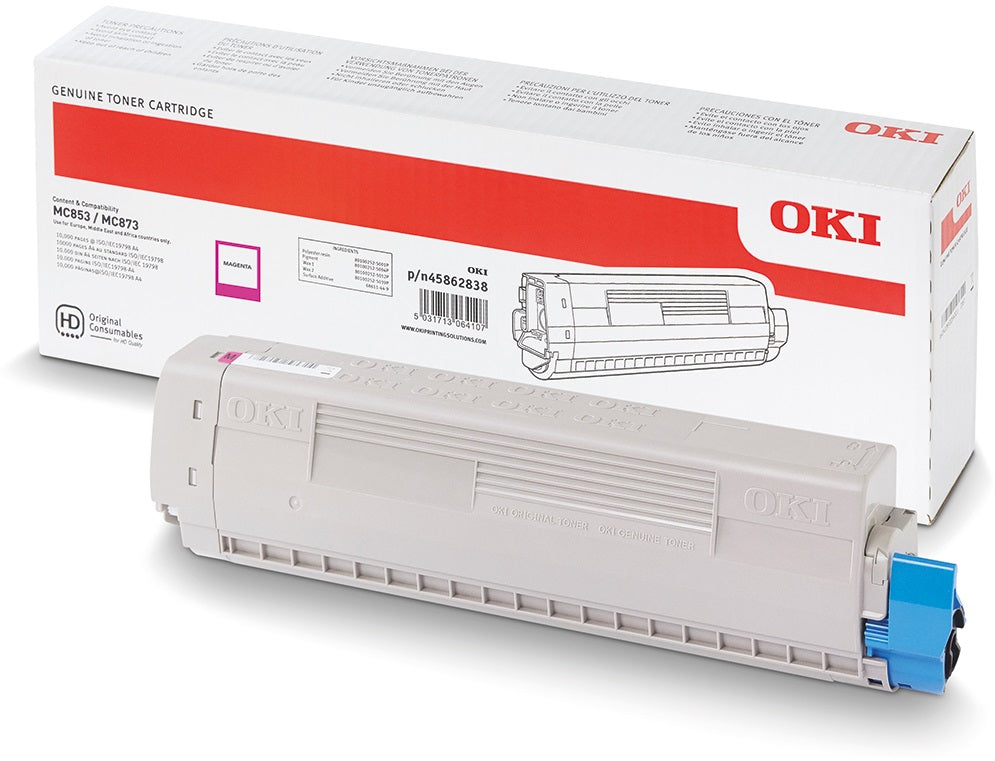 Genuine OKI MC853 Magenta Toner Cartridge 45862842 7,300 Page