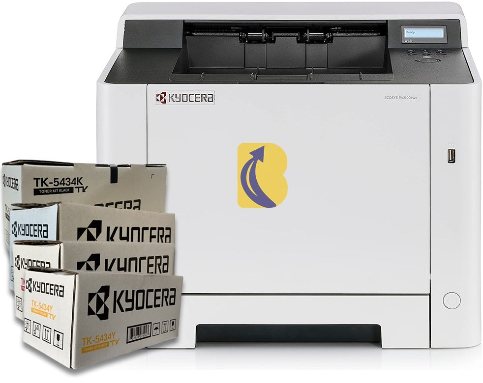 SALE! Kyocera ECOSYS PA2100cwx A4 Colour Laser Printer + TK-5434 CMYK Toner Bundle