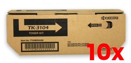 10 X Genuine Kyocera TK3104 Black Toner Cartridge FS2100 M3540 M3040 12,500 Pages