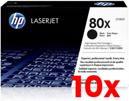 10 X Genuine HP 80X CF280X Black Toner Cartridge ~ 6,900 Prints